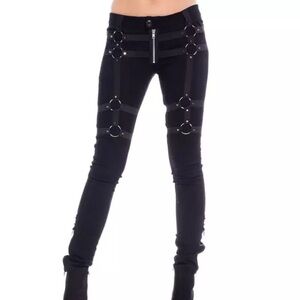 Vixxsin Goth Punk Bondage O-Ring Zipper Pants 28 Tripp